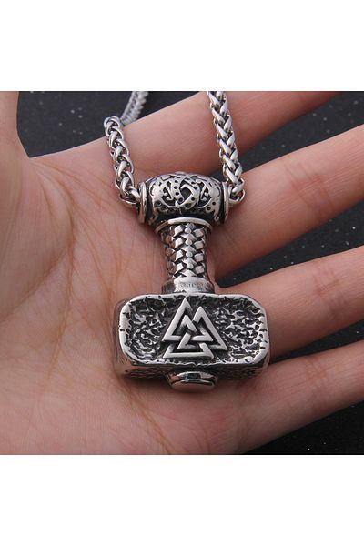 Viking Nordic Mythology Thor's Hammer Anti-Tarnish&Rustproof 316L Steel Necklace