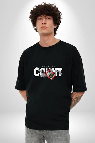 Angemiel Every Moment Precious Hair Printed Black Oversize Women's Men's Front Printed T-Shirt