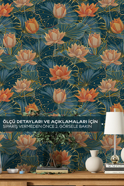 Pluswall Lotus Çiçeği Duvar Kağıdı, Kendinden Yapışkanlı Çok Amaçlı Birçok Yü...