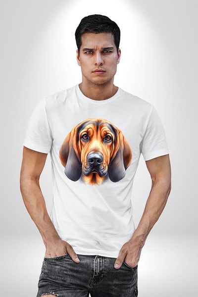Angemiel Search Rescue Bloodhound Dog White Oversize Women Men Front Printed T-Shirt