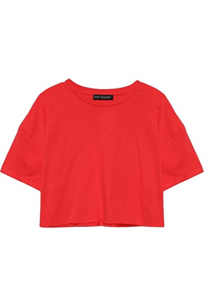 Quzu Crop T-Shirt Coral