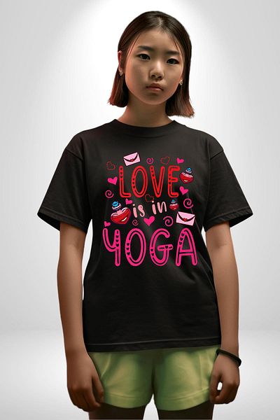 Angemiel Yoga I Love Yoga Enthusiasts Black Oversize Women Men Front Printed T-Shirt