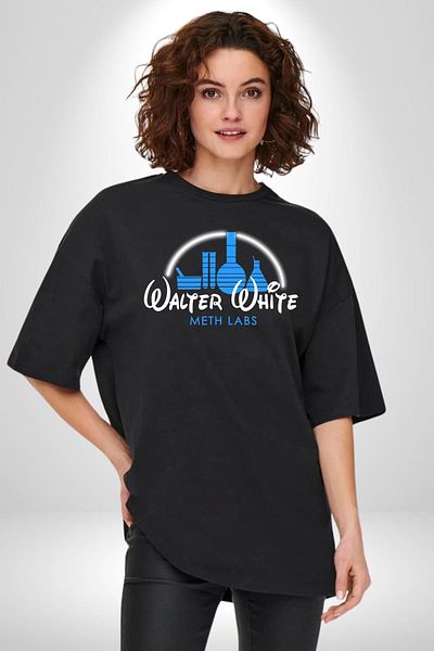 Angemiel Walter White Chemistry Laboratory Design Black Oversize Women's Men's Front Printed T-Shirt