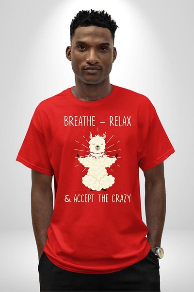 Angemiel Yoga Dance of Peace and Strength Red Oversize Women's Men's Front Printed T-Shirt