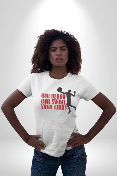 Angemiel Sports and Fighting Blood, Sweat, Tears White Oversize Women's Men's Front Printed T-Shirt