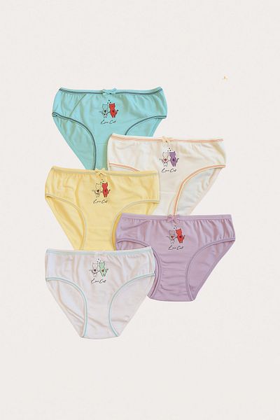 Katia&Bony Girl's Cat Patterned 5-Piece Panties