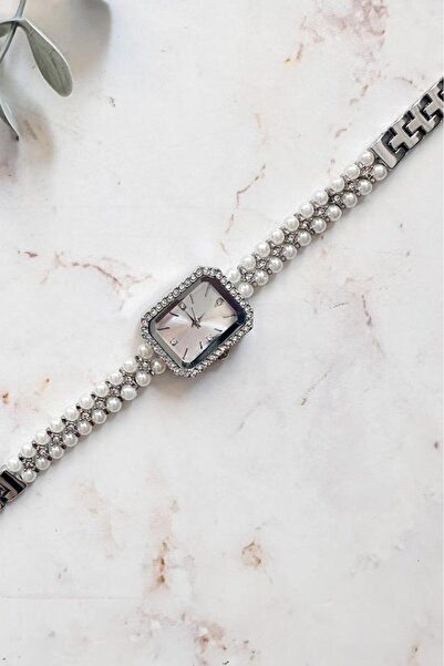 OQQO Phoebe Gray Pearl Stone Women Wrist Watch