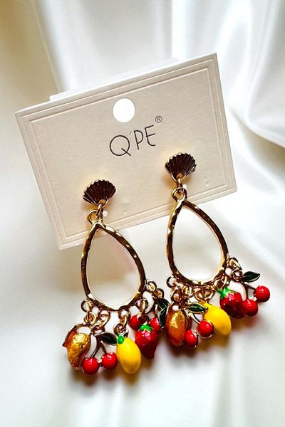 PETEK AKSESUAR Sallantili Fruit Cherry Lemon Strawberry Watermelon Earrings