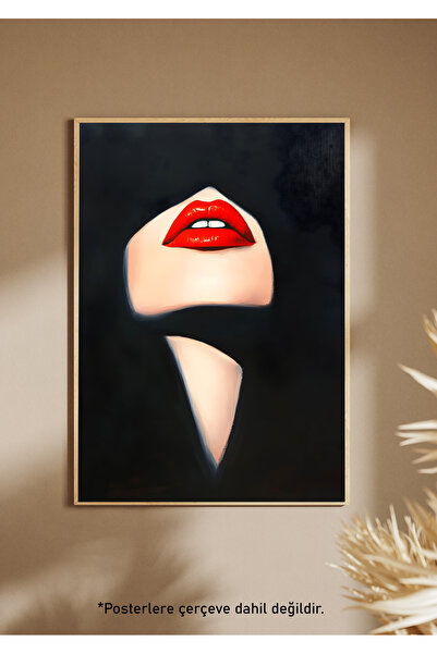 One Little Happiness Αφίσα RED LIPS Αισθητική αφίσα τοίχου, αφίσα χωρίς πλαίσιο