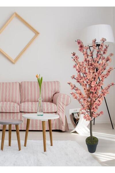 Nettenevime Yapay Ağaç Pembe Pastel Japon Kiraz Çiçeği Bahardalı Ağacı Sakura Çiçeği Çalılı 125cm