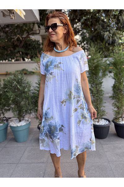 DenizEge Clara Italian Floral Dress White