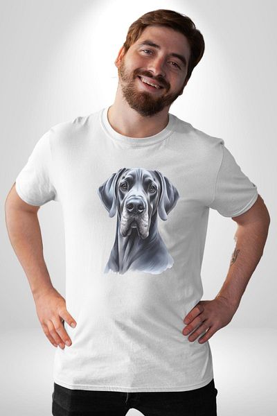 Angemiel تي شيرت قوي كبير الحجم من Danua Dog Friendly باللون الأبيض للنساء والرجال مطبوع من الأمام