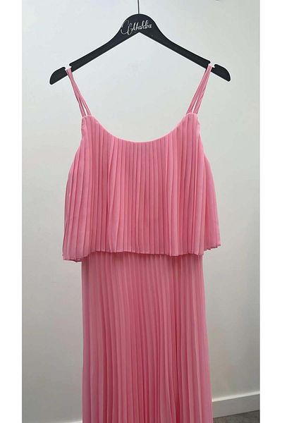 Maldia Shop Women's Pleated Chiffon Pink Dress