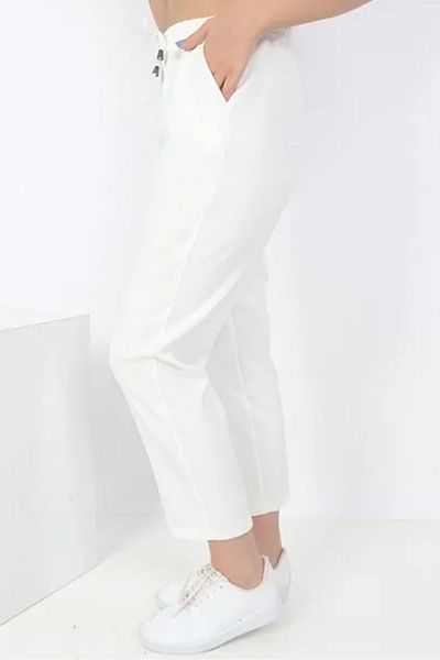 Bestenur Zülal Elastic Waist Pocket Trousers 651 - White