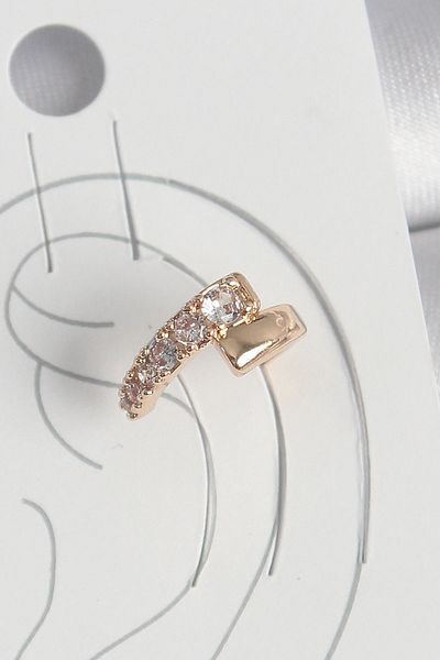 Clariss Brass Gold Color Zircon Stone Women's Cartilage Earrings