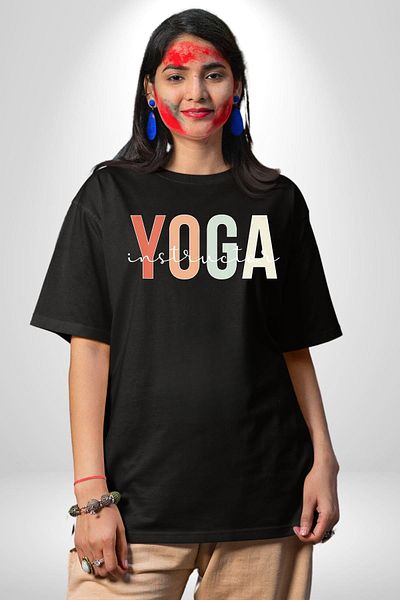 Angemiel Yoga Trainer Black Oversize Women's Men's Front Printed T-Shirt