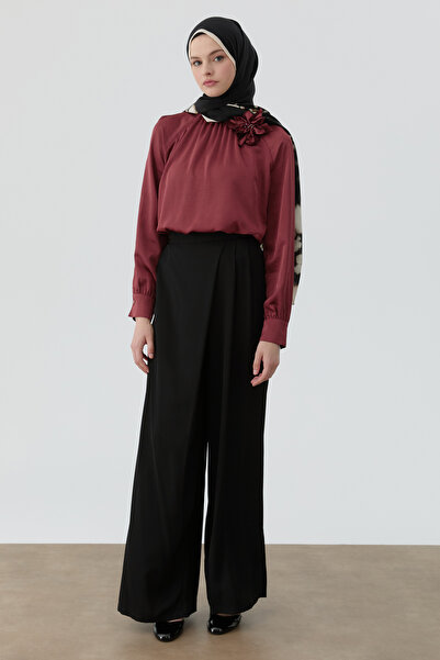 Tuğba Anvelop Pileli Pantolon - Siyah