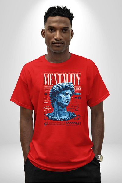Angemiel Mentalite and Power Mental Legacy Deep Thoughts Red Oversize Women Men Front Printed T-Shirt