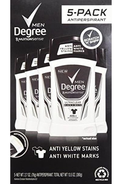 Degree Ultra Clear Black+White Antiperspirant Deodorant Stick 2.7 oz (Pack of 5)