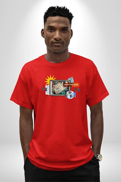 Angemiel Peace No War Red Oversize Women's Men's Front Printed T-Shirt