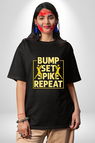Angemiel Pas Slam Dunk Repeat Volleyball Player Black Oversize Women Men Front Printed T-Shirt
