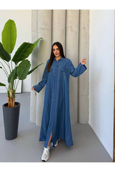 PREMİER VİE Testture Denim Shirt Dress