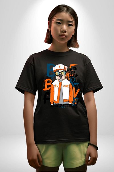 Angemiel Orange White Sports Jacket French Bulldog Dog Black Oversize Women Men Front Printed T-Shirt