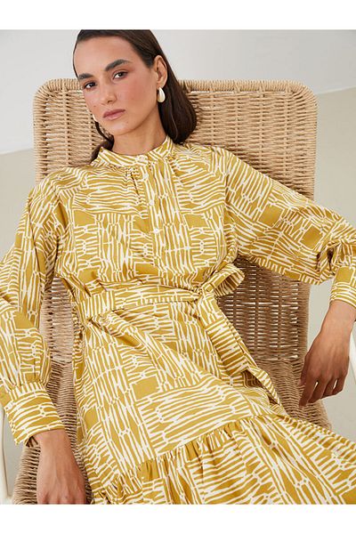LC Waikiki Sari Hakim Collar Patterned Dress
