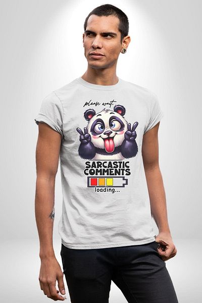Angemiel تي شيرت مطبوع عليه Fun Panda Humorous Loading Loading Status أبيض كبير الحجم للنساء والرجال