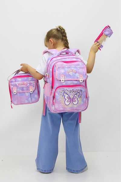 Weynes Pink Girl's Digital Printing 3-Piece Set Primary School Bag Wsb5038