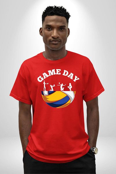 Angemiel Game Day Volleyball Ball Red Oversize Women's Men's Pre-Printed T-Shirt