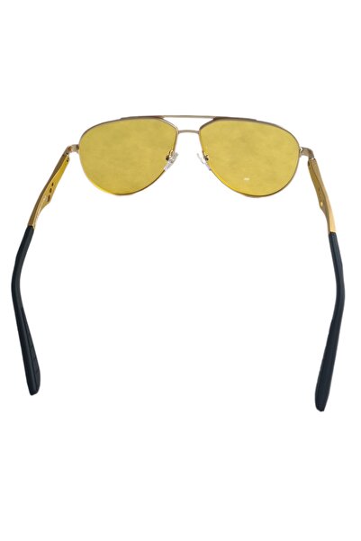 Globalport Retail Men's sunglasses, Aviator, polarized UV400, Gold aluminum frame, Yellow lenses