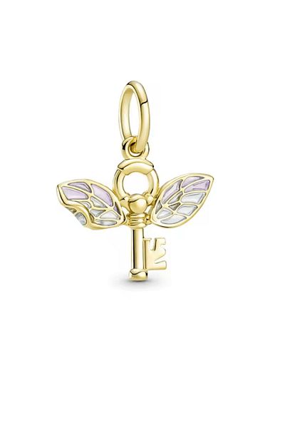 OEM Charm compatible with Pandora bracelet, model with Key and Colorful Butterfly Wings