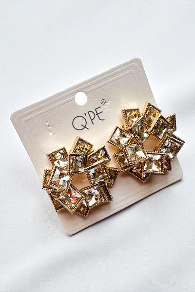 PETEK AKSESUAR Square Flower Hoop Earrings