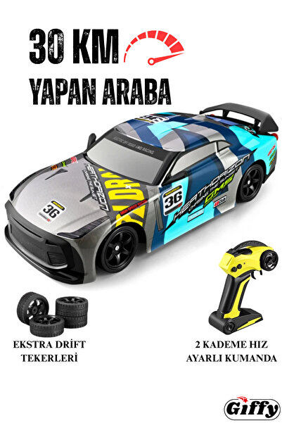 giffy Oyuncak 30 KM Hız Yapan Uzaktan Kumandalı Araba Şarjlı Drift Atan Hız Vitesli Led Işıklı