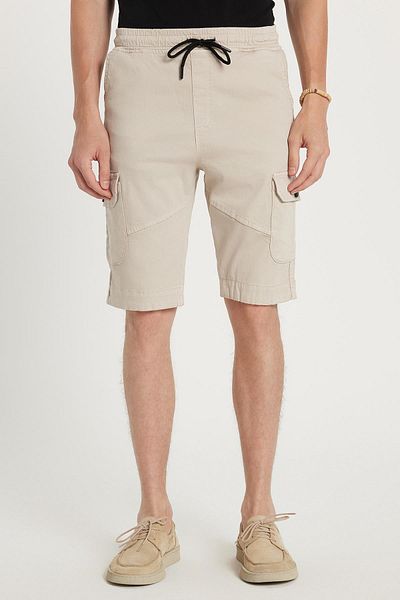 Tudors Men's Relax Fit Relaxed Fit 100% Cotton Cargo Pocket Stone Color Capri Shorts