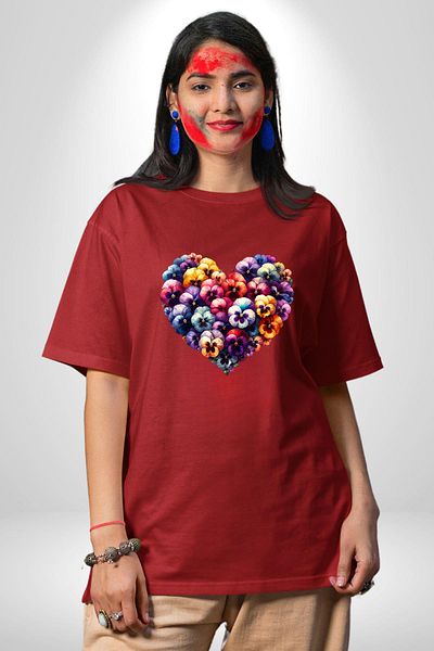 Angemiel Violet Blue Violet Love Red Oversize Women's Men's Front Printed T-Shirt