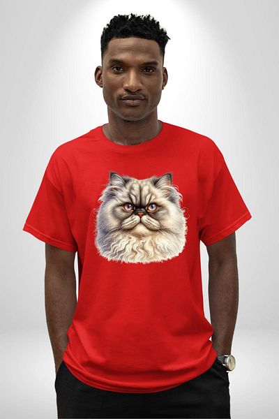 Angemiel Sophisticated and Noble Royal Cat Red Oversize Women's Men's Front Printed T-Shirt
