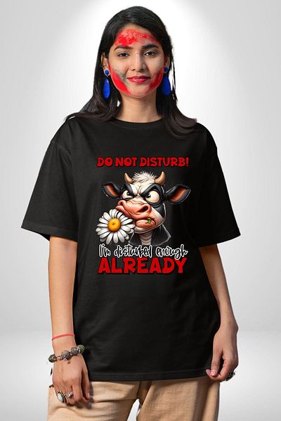 Angemiel Don'T Disturb, I'M Already Disturbed Funny Black Oversize Women Men Front Printed T-Shirt