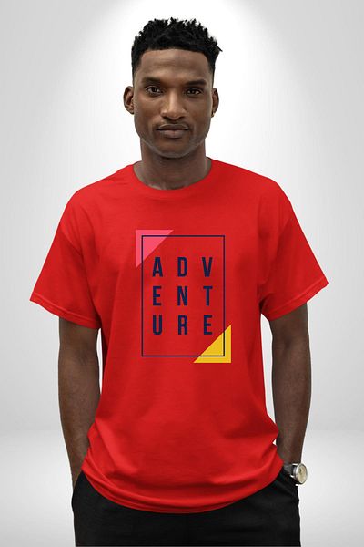 Angemiel Adventure Printed Minimalist Design and Graphic Red Oversize Women's Men's Front Printed T-Shirt