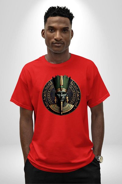 Angemiel Origin of Nature God of Tatenen Egypt Red Oversize Women's Men's Front Printed T-Shirt