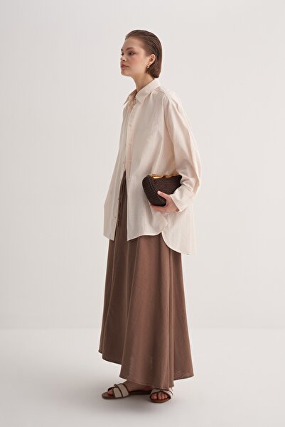 EBU Prive Women's Organic Cotton Oversize Robe Shirt Beige