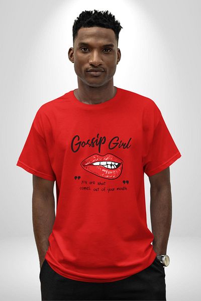 Angemiel Gossip Girl Gossip Girl Printed Red Oversize Women's Men's Front Printed T-Shirt