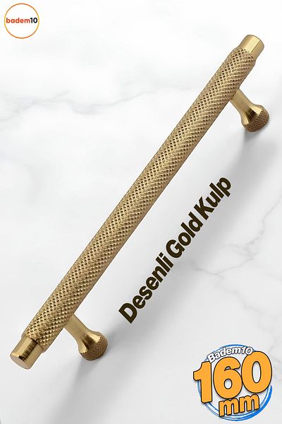 Badem10 Mâner metalic Martin Gold 160 mm Sertar de mobilier Dulap de bucătărie Dulap Mânere moderne pentru uși Model
