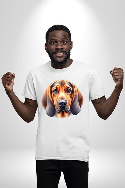 Angemiel Search Rescue Bloodhound Dog White Oversize Women Men Front Printed T-Shirt