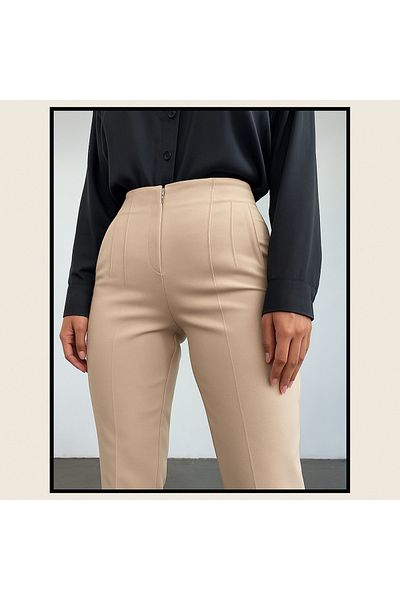 My Blog Mink Flatolu High Waist Fabric Trousers - 3044