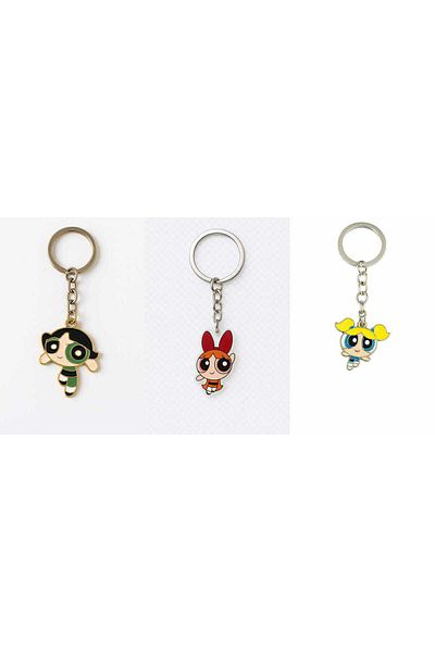 Herşey Nota Powerpuff Girls Bff 3-Piece Keychain Set – Best Friends Forever Colorful Stylish Accessory 3Pcs