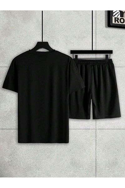 LUNAVISTA Letter Printed Short Sleeve Round Neck T-Shirt and Shorts