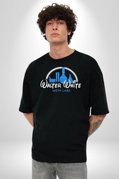 Angemiel Walter White Chemistry Laboratory Design Black Oversize Women's Men's Front Printed T-Shirt
