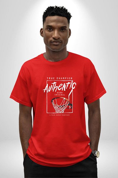 Angemiel Real Champion Basketball Sports and Motivation Red Oversize Women's Men's Front Printed T-Shirt